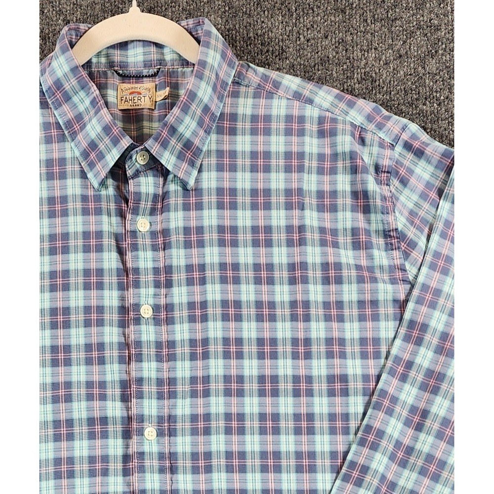 Faherty Men's Coastal Preppy Plaid Button Up Shirt Vacation Casual Size XXLT